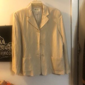 Eddie Bauer Linen-Blend Beige 3-Button Jacket